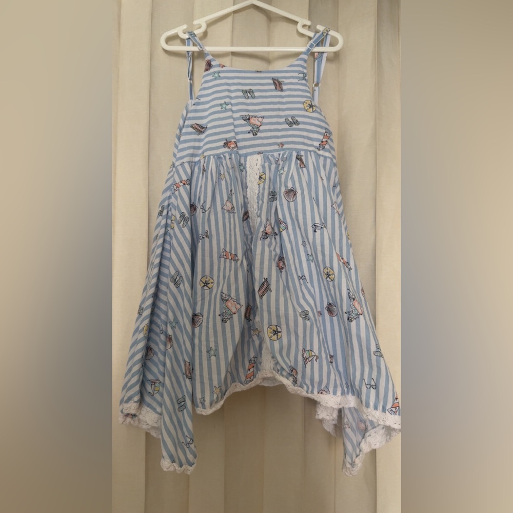 Savannah Blue Striped A-Line Skirt with Nautical Print